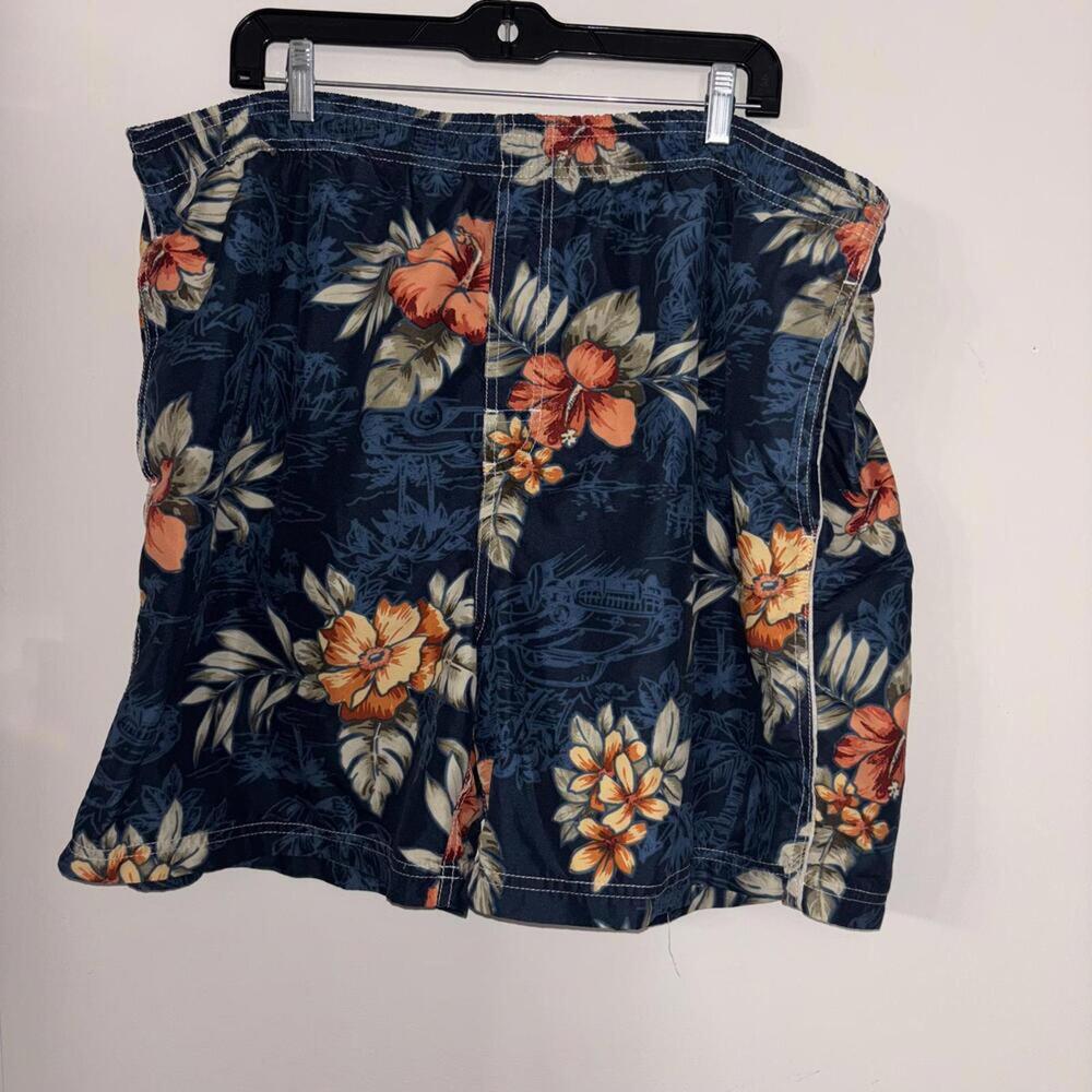 Men’s Puritan Navy and Floral Car Printed Swim Shorts Mesh Interior POCKETS